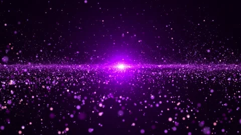 Purple glowing particles spread across a dark space horizon, forming a cinema Stock Footage 327454375
