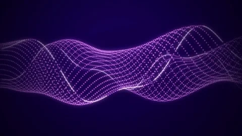 Purple glowing particles wave in a seamless loop across the screen Stock Footage 340957614