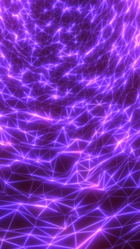 Purple glowing polygon mesh with connected lines and nodes, creating a futu.. Stock Footage 335387821