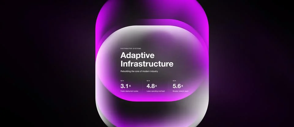 Purple glowing rounded rectangle displays text, metrics. Dark background Stock Illustration
