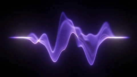 Purple glowing waveform with luminous particle dots forming a dynamic audio.. 스톡 동영상 327755894