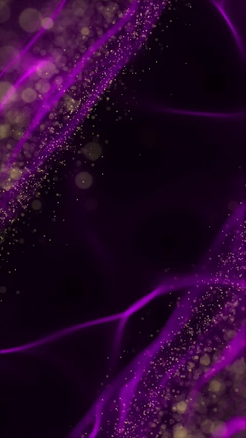 Purple gold abstract wave background with flowing silk curves, sparkling particl Stock Footage 340552187