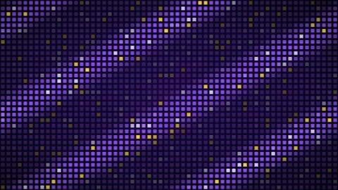Purple gold diagonal wave LED grid background, dot matrix display motion loop 스톡 동영상 342634508