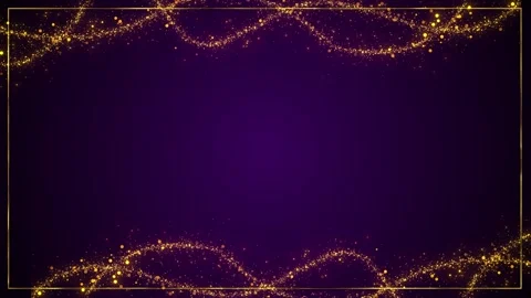 Purple gold glitter frame background sparkling wave borders, copy space, elegant Stock Footage 340409541