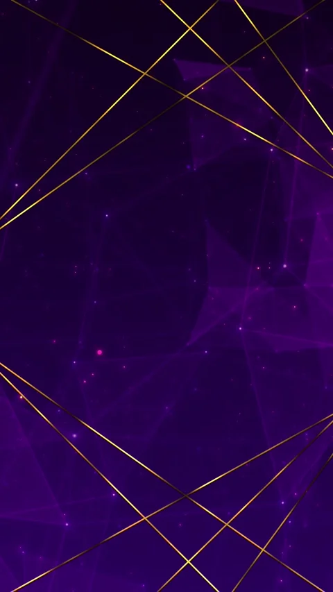 Purple gold network lines abstract polygon mesh, sparkling particles, diagonal l Stock Footage 340575814