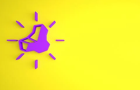 Purple Gold nugget icon isolated on yellow background. Mineral boulder. Minim Stock Illustration