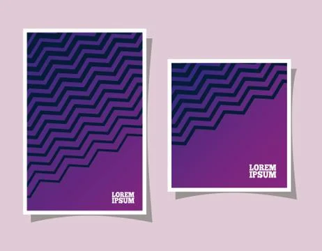 Purple gradient and striped backgrounds frames vector design Illustrazione stock