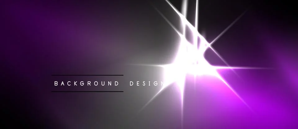 Purple gradient background with bright light flare. Text reads background d.. Illustrazione stock