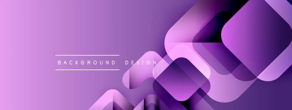 Purple gradient background features overlapping squares, rectangles. Minimalist 스톡 일러스트
