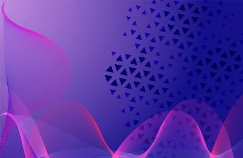 Purple Gradient Background with Wavy Lines and Geometric Triangles Stockillustratie