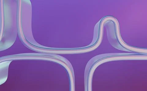 A purple gradient background with wavy metallic lines forming rounded rectan Ilustración de archivo