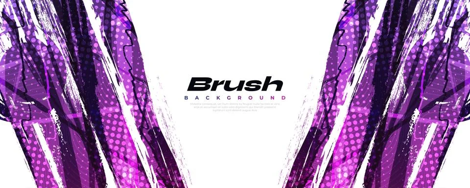 Purple Gradient Brush Texture Background with Halftone Effect 스톡 일러스트