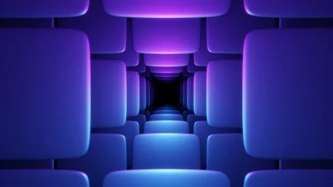 Purple gradient cube tunnel of cube tiles loop animation background Stock Footage 246565900