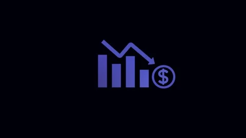 Purple Gradient Icon of a Bar Chart with Dollar Sign and Downward Arrow on .. Stock Footage 321791627