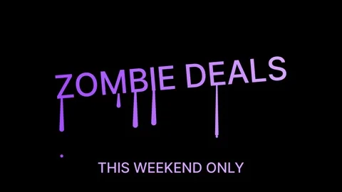 Purple gradient liquid dripping zombie deals text animation on black backgr.. Stock Footage 345757389