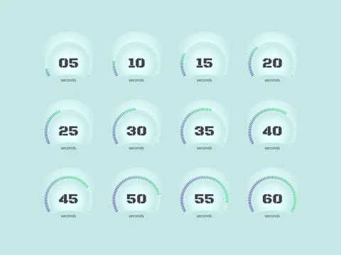 Purple gradient radial dots circular countdown timer set イラスト素材