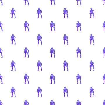 Purple gradient robot patterns standing on white surface 스톡 일러스트