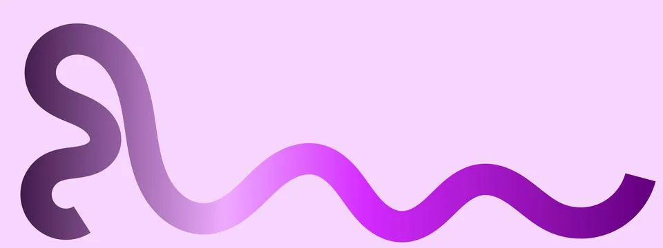 Purple gradient wavy line, violet flowing curve, abstract magenta stroke Illustrazione stock