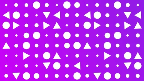 Purple gradient with white shapes, circles, triangles, diamonds, looping. Stock Footage 286417696