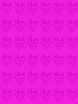 Purple Grape Bunch Outline Pattern on Magenta Stock Illustration