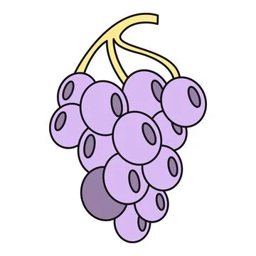 Purple grape bunch vector cartoon illustration Stock Illustration