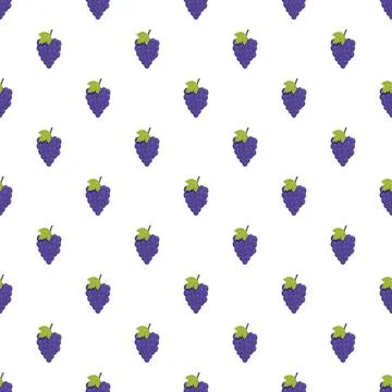 Purple grape pattern creating seamless food background Stock Illustration