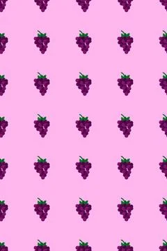 Purple grape pattern. Fresh fruit background. Seamless background. Vector i.. 스톡 일러스트