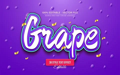 Purple grape text effect editable Illustrazione stock