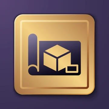 Purple Graphing paper for engineering icon isolated on purple background. Gol Stock Illustration