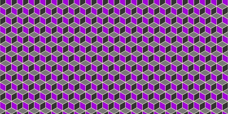 Purple Gray Seamless Cube Pattern Background. Isometric Blocks Texture. Geome 스톡 일러스트