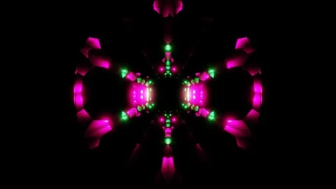 Purple green circle reflection surface elements in dark tunnel vj loop Stock Footage 231239140