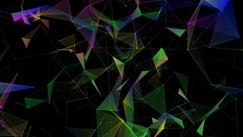 Purple, green lines, plexus abstract background rendering. Digital geometric mu Stock Footage 104613955