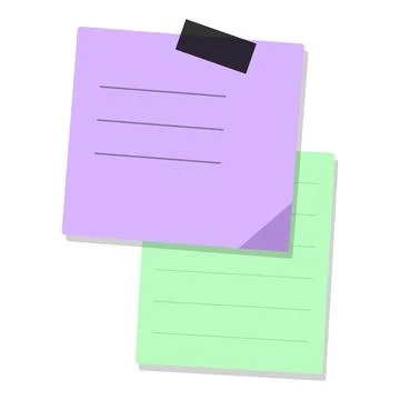 Purple Green Sticky Notes Vector Illustration Memo Paper Taped Stock Illustration