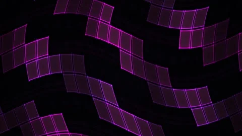 Purple Grid Abstract Motion Background with Glowing Neon Waves for Tech Slide Stock Footage 343754032
