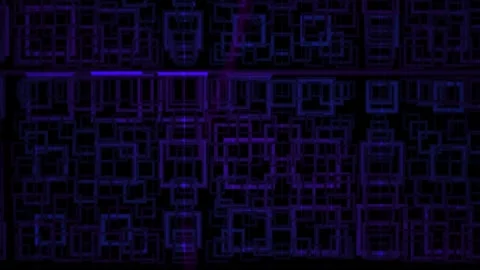 Purple Grid Abstract Technology Background with Glowing Blue Squares for Te.. Stock Footage 343753971