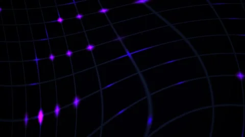 Purple Grid with Glowing Nodes Moving Dynamically for Futuristic Technology.. 動画素材 343754594