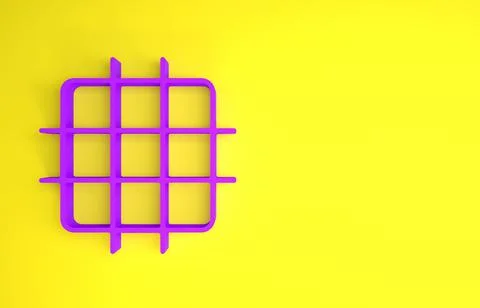 Purple Grid graph paper icon isolated on yellow background. Minimalism concep Stock Illustration