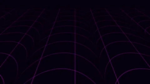 Purple grid waves moving forward in dark digital cyberspace with copy space Stock Footage 340944860