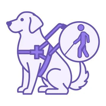 Purple Guide Dog Icon. Vector Illustration. A Specially Trained Animal That.. Illustrazione stock
