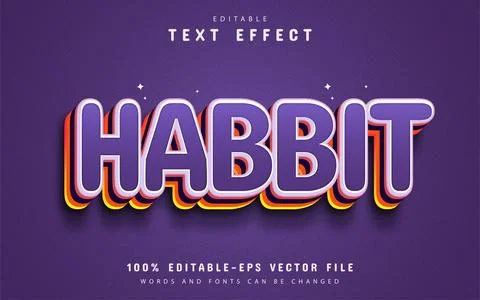 Purple habbit 3d text effect editable Stock Illustration
