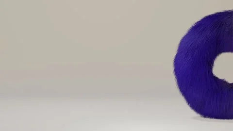 Purple hairy ring rolls back and forth against a light background. abstract anim Stock Footage 166193369