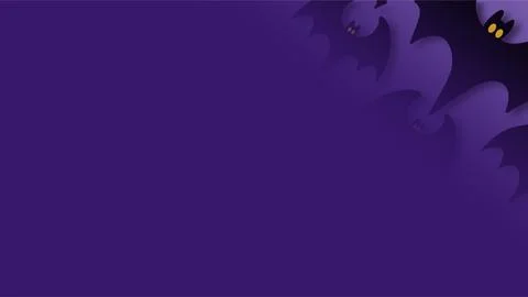 Purple halloween background template featuring flying dark bats with glowin.. Stock Illustration