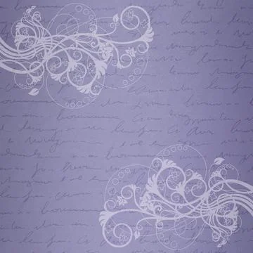 Purple Handwriting Background Floral Vines Stock Illustration
