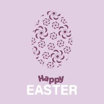 Purple Happy Easter Card with Patterned Egg - Minimalist Holiday Greeting C.. 스톡 일러스트