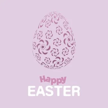 Purple Happy Easter Card with Patterned Egg - Minimalist Holiday Greeting C.. Illustrazione stock