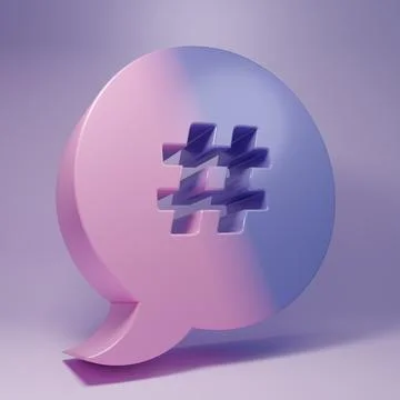 Purple Hashtag speech bubble icon isolated on purple background. Concept of.. Illustrazione stock
