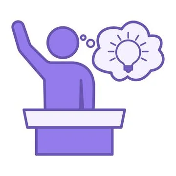 Purple Having Idea Icon. Vector Icon. Person behind a Podium Waving Hand, S.. 스톡 일러스트
