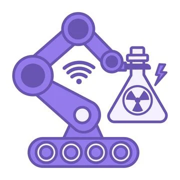 Purple Hazardous Environment Robot Icon. Vector Illustration. Industrial Ro.. Stock Illustration