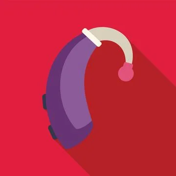 Purple hearing aid improving hearing loss problems Stock Illustration