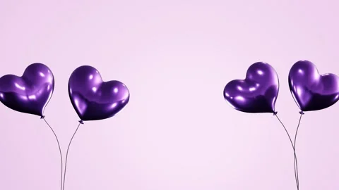 Purple heart balloons 4k loop animation. Stock Footage 273059218